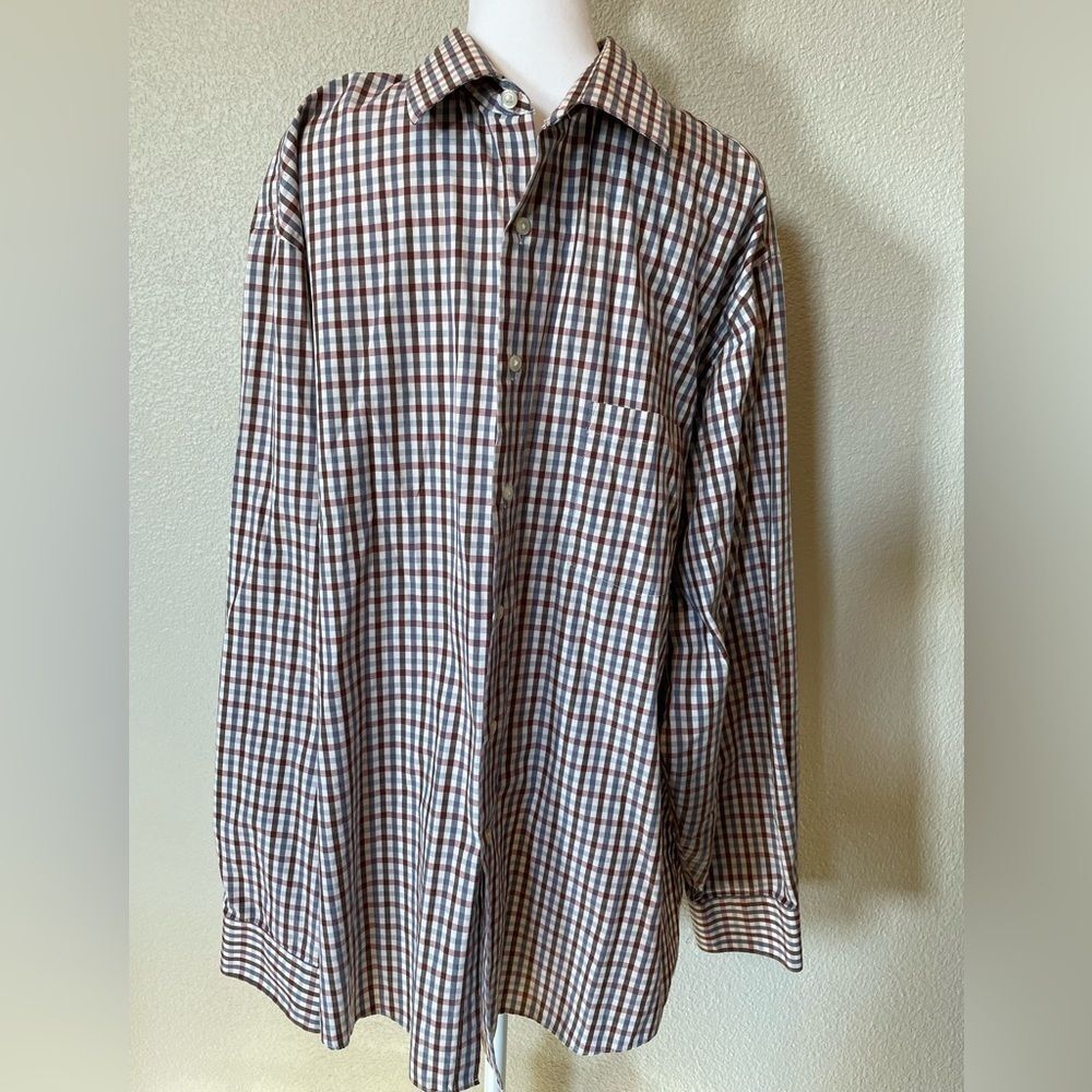 Van Heusen Regular Fit Long Sleeve Plaid Collar Shirt Size 17 1/17 (34/35)